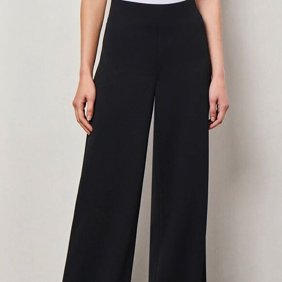 $565 EUC Rena Lange Wide Leg Black Crepe Pant US Size 10 - Picture 1 of 4
